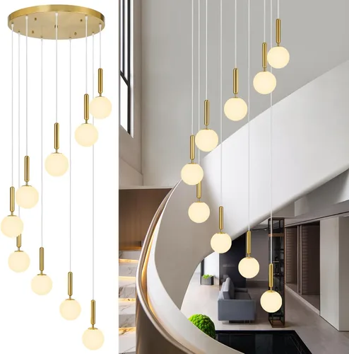 Vista 17 de Lámpara Colgante Negra Moderna Accesorio de Luz Colgante para Isla de Cocina de Mediados de Siglo con Lámpara Colgante de Globo Iluminación Colgante