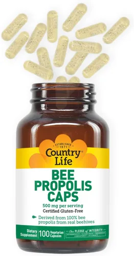 Vista 5 de Country Life - Cápsulas de propóleo de abeja pura, 500 mg - 100 cápsulas vegetarianas