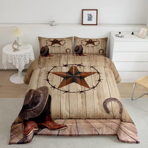 Vista 35 de Manfei Juego de edredón geométrico azteca, tamaño individual, juego de ropa de cama de cactus, vaquera occidental, decoración de habitación de niños