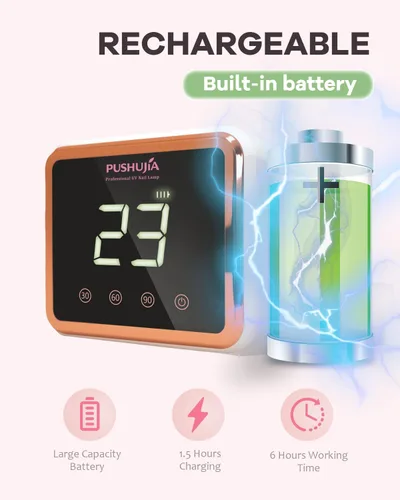 Vista 5 de Lámpara de uñas LED UV recargable profesional, secadora de uñas UV inalámbrica para esmalte de gel con 3 ajustes de temporizador (30/60/90s), sensor