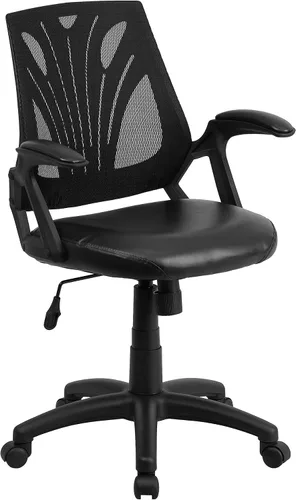 Vista 6 de Flash Furniture Sam Silla de oficina giratoria de malla negra con brazos abiertos