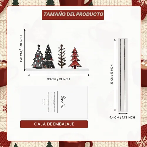 Vista 2 de Decoración de mesa de Navidad con sonrisa, centros de mesa de pie, 4 piezas de señales de árboles de Navidad en madera, decoración para estante.