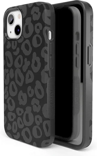Vista 3 de Casely Funda para iPhone 14 Plus Compatible con MagSafe Into The Wild Funda para teléfono con diseño de leopardo negro