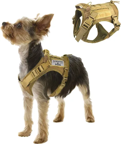 Vista 10 de Arnés táctico para perro, chaleco de entrenamiento al aire libre, chaleco militar K9 de patrulla para perro, arnés táctico ajustable para cachorros