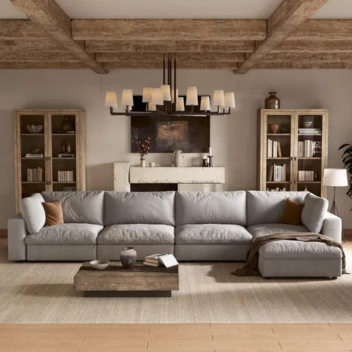 Vista 11 de Sofá modular Cloud de 110 pulgadas con funda lavable, sofá modular de asiento profundo para sala de estar, sofá modular de gran tamaño con almohada