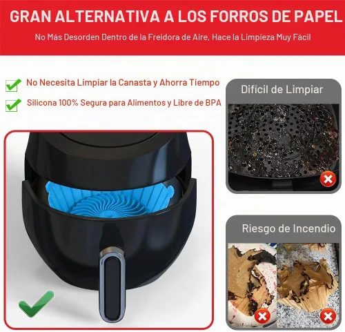 Vista 5 de Forros de silicona para freidora de aire pequeña para COSORI/Instant Pot/Chefman/Ninja/Dash/Bella/GoWise/COSMO freidora de aire de 2 cuartos