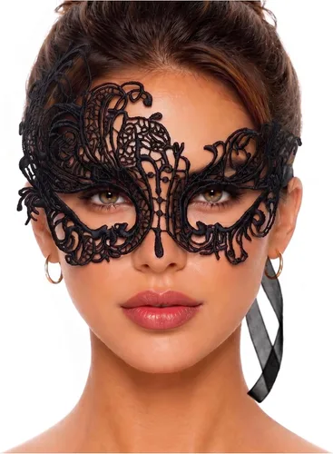 Vista 70 de Masquerade Mask For Women Lace Masquerade Mask for Masquerade Party, Proms, Venetian Party, Mardi Gras, Halloween & Cosplay Ana Bg Pluma de Pavo Real