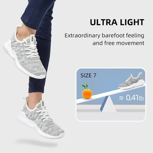Vista 2 de Akk - Zapatos deportivos sin cordones para mujer, diseño ligero de espuma viscoelástica para caminar, gimnasio, viajes, trabajo o uso informal