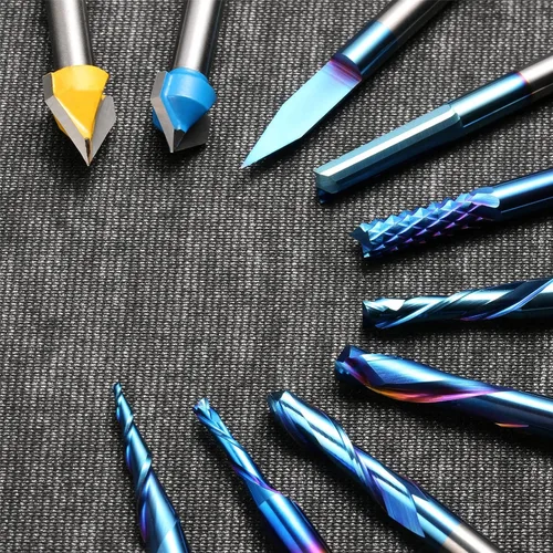 Vista 4 de Genmitsu Colección de brocas de enrutador CNC de uso general, vástago de 1/4", revestimiento azul nano, MC10A