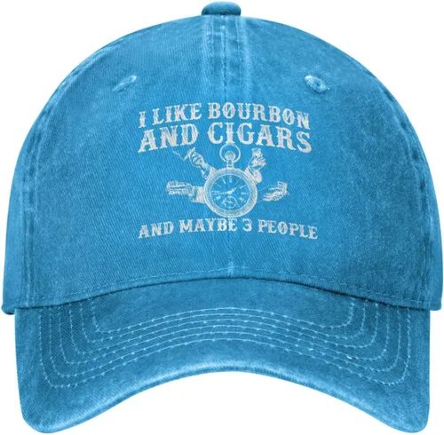 Vista 13 de Funny Hat I Like Bourbon and Cigars and Maybe 3 People Hat Men Baseball Hat Cool Hat
