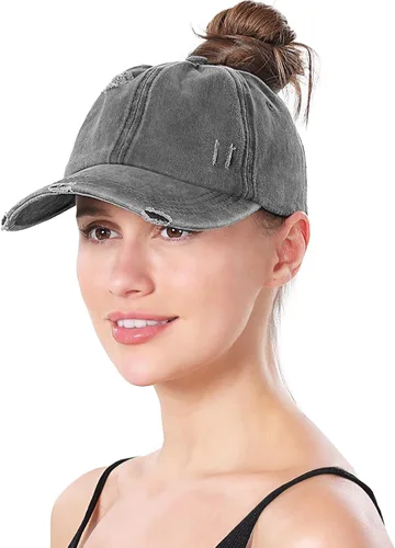 Vista 6 de Gorra de béisbol ajustable para mujer, diseño de moño desordenado, de perfil bajo, para papá