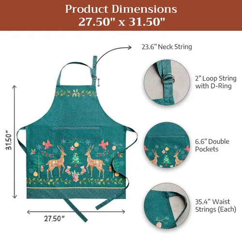 Vista 353 de Maison d' Hermine Delantales para mujer con bolsillo, 100% algodón (27.50 x 31.50 pulgadas)