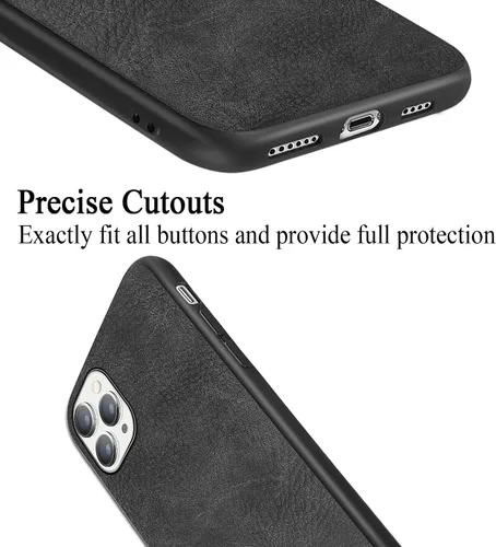 Vista 5 de Funda para iPhone 11 Pro Max, delgada de piel sintética vintage a prueba de golpes, funda protectora híbrida de policarbonato duro para iPhone 11