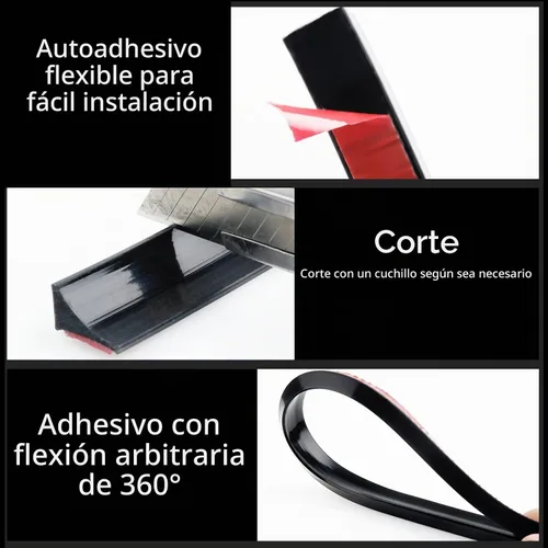 Vista 4 de Nuevo Umbral de Ducha Plegable con Barrera de Agua Autoadhesiva, Barrera Impermeable de Silicona para Baño y Cocina, Protector de Ducha para Negro