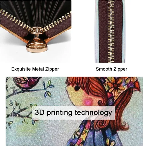 Vista 4 de APHISON RFID - Tarjetero carteras para mujer Funda para tarjetas de piel con cremallera para mujerniñaCaja regalo