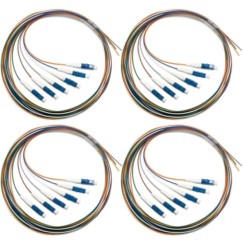 Vista 20 de 6 hilos multimodo OM1 62.5/125 ST-UPC fibra coleta, ST OM1 fibra óptica coleta, incluye 6 mangas de protección de fibra óptica de empalme de fusión