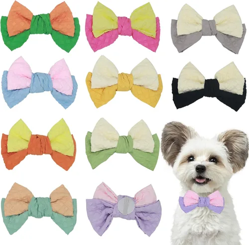 Vista 8 de 10 piezas de collares para perros, lazos elásticos para mascotas, gatos, cachorros, cachorros, accesorios para fiestas de cumpleaños y bodas
