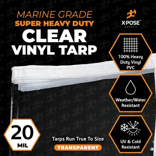 Vista 3 de Xpose Safety - Lona de vinilo transparente de 4 x 6 pies, lona de PVC impermeable transparente de 0.787 in con ojales de latón, para recinto