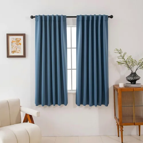 Vista 20 de Pickluc Cortinas opacas de 63 pulgadas de largo, 2 paneles de cortinas opacas para dormitorio o sala de estar, pestaña trasera y bolsillo para Negro