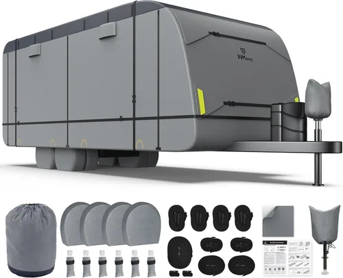 Vista 17 de RVMasking - Funda para remolque de RV de 18 a 20 pies, funda de 7 capas extra gruesa para cámper impermeable y resistente al viento