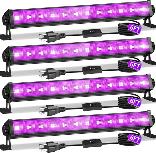 Vista 11 de Barra de luz negra de 45 W con cable de 6 pies + interruptor, cada una ilumina un área de 25x25 pies, luz de inundación LED de luz negra para neón