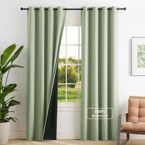 Vista 70 de NICETOWN Cortinas 100% Opacas Cortas de 36 Pulgadas de Largo para Dormitorio, Privacidad Aislamiento Térmico con Ojales Cortinas de Ventana