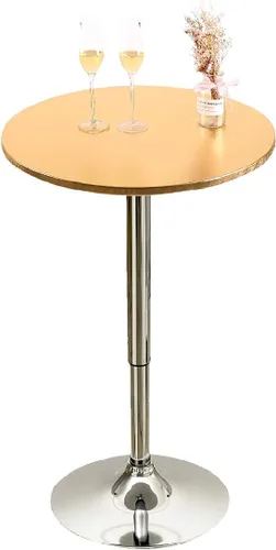 Vista 4 de JISEN Mantel elástico ajustable redondo de licra para cóctel con brillo metálico, cubierta de mesa con tapa de 61 cm, color dorado