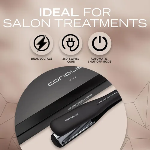 Vista 6 de Corioliss Plancha de pelo profesional extra ancha para mujer, planchas de titanio, color negro, suave al tacto Wide