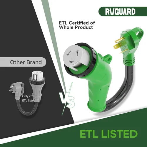 Vista 5 de RVGUARD Cable adaptador RV de 30 amperios a 50 amperios y 135 grados