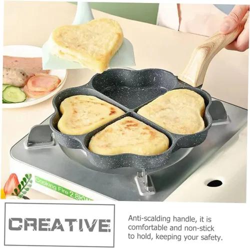 Vista 5 de Angoily Sartén reutilizable con forma de corazón para panqueques resistente al desgaste, sartén antiadherente para uso diario para desayuno