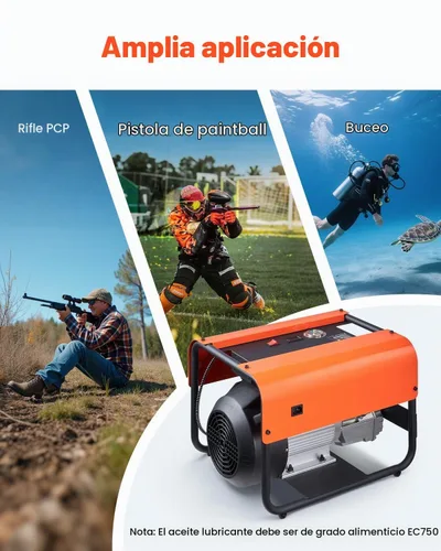 Vista 6 de VEVOR Compresor de Aire PCP, Compresor de Aire para Tanque de Buceo de 4500 PSI/30 Mpa, Compresor de Buceo PCP de Doble Cilindro con Parada