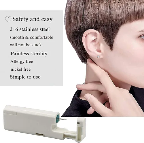 Vista 2 de Lishae 2 Pack Self Ear Piercing Gun Disposable Self Ear Piercing Kit Safety Ear Piercing Gun Kit Tool with Earring Studs