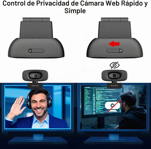Vista 5 de Cámara web 1080P para PC, portátil, MacBook, computadora de escritorio, con micrófono y cubierta de privacidad y adaptador USB C