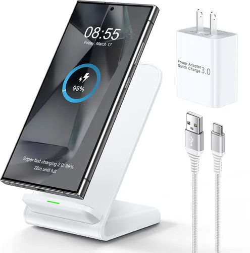 Vista 9 de Cargador inalámbrico Samsung S25 FE de 15 W, soporte de carga rápida para Galaxy S26+S26 Ultra S25 S24 FE S23 S22, para Motorola estación de carga