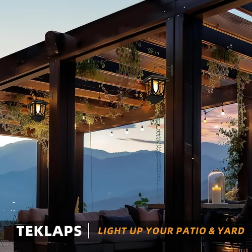 Vista 2 de Linternas Solares para Exteriores Impermeables Paquete de 2, Luces LED Solares Colgantes de Vidrio con Encendido/Apagado Automático, Linterna