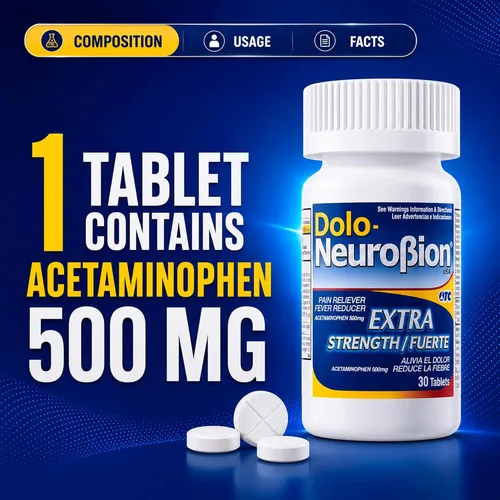 Vista 2 de Dolo Neurobion 30 Tabletas - Analgésico, Reductor de Fiebre, Extra Fuerte, Fuerte, Alivia el Dolor, Reduce la Fiebre