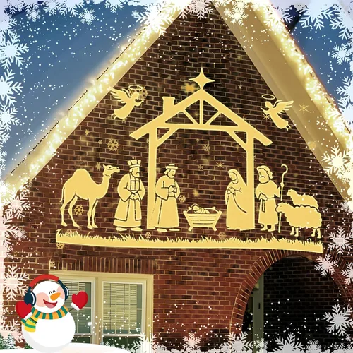 Vista 5 de Luces de proyector de belén de Navidad al aire libre en interiores - 2025 mejora 3D dinámica decoración de Navidad de Jesús, luces de proyector