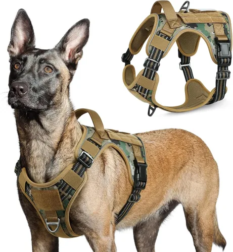 Vista 34 de rabbitgoo Arnés táctico para perros pequeños, chaleco de servicio militar sin tirones con asa y Molle, de fácil control para entrenar y caminar