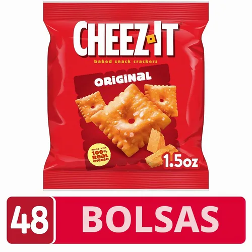 Vista 5 de Cheez-It Galletas de queso, galletas horneadas, aperitivos para el almuerzo, originales (48 bolsas)