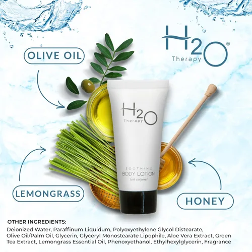 Vista 4 de H2O Therapy Loción Corporal, Tamaño Viaje Hotel Hospitality, 1 oz (caja de 300)