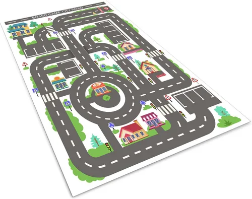 Vista 8 de Alfombra de coche para niños, alfombra de tráfico por carretera, alfombra para jugar con juguetes de automóviles, alfombras educativas de la vida