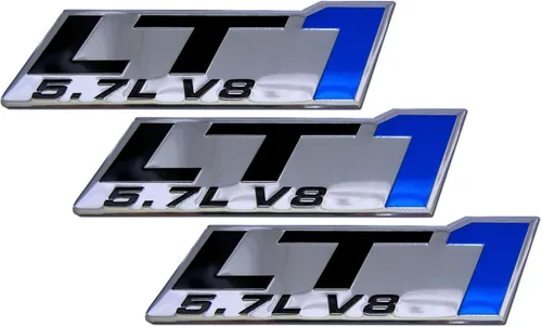 Vista 3 de LT1 5.7L V8 - Emblema de motor azul altamente pulido, aluminio cromado, compatible con Chevy Corvette C4 Buick Camaro Pontiac Trans AM Caprice SS