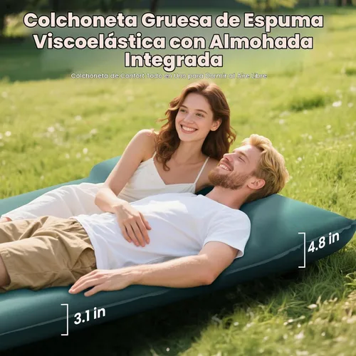 Vista 8 de Colchoneta de dormir doble para acampar con bomba eléctrica, 3.15 pulgadas de grosor para 2 personas, autoinflable, espuma viscoelástica