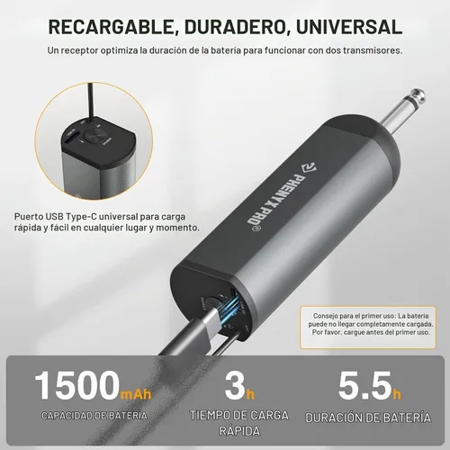 Vista 5 de Phenyx Pro Sistema de micrófono inalámbrico digital dual UHF PDP-2-2H