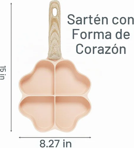 Vista 7 de MOKIKA Sartén antiadherente para tortilla de huevos con secciones de corazón, 4 tazas en forma de corazón, sartén dividida adecuada para estufa