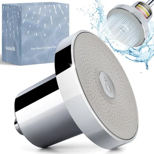 Vista 10 de Feels Like Om Cabezal de ducha filtrado con suavizante de agua, filtros de ducha para eliminar productos químicos tóxicos y 98% del cloro, filtro
