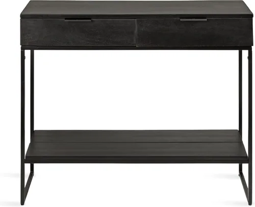 Vista 8 de Kate and Laurel Malone - Mesa consola moderna de madera con estante de madera; 36 x 13 x 31; negro; mesa de entrada de madera de transición