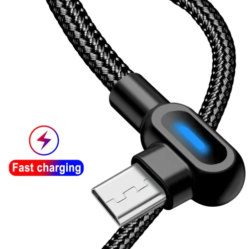 Vista 2 de Cable USB tipo C de sincronización en ángulo recto de 90 grados y carga rápida compatible con Redmi K40 Gaming Plus, Redmi K50 Esports Edition