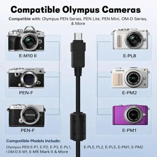 Vista 2 de Master Cables Olympus CB-USB5 CB-USB6 CB-USB8 Cable de carga y transferencia de datos USB para cámaras Olympus Tough TG Series, Stylus, FE, SZ, SH