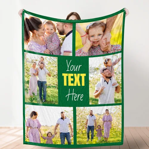 Vista 3 de YESCUSTOM Manta de fotos personalizada con 10 textos de fotos, fabricada en Estados Unidos, regalo para familiares, amigos, amantes para cumpleaños